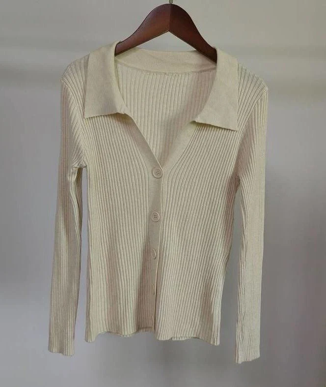 Women's Slim Commuter Cardigan Sweater – Long Sleeve Polo Collar Pullover - Image 13