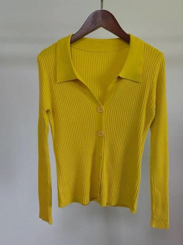 Women's Slim Commuter Cardigan Sweater – Long Sleeve Polo Collar Pullover - Image 9