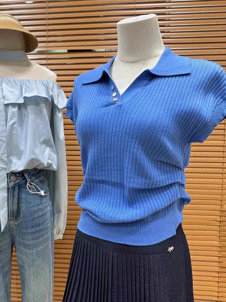 Women's Slim Fit Knitted Polo T-Shirt – Fresh & Sweet Summer Style - Image 10