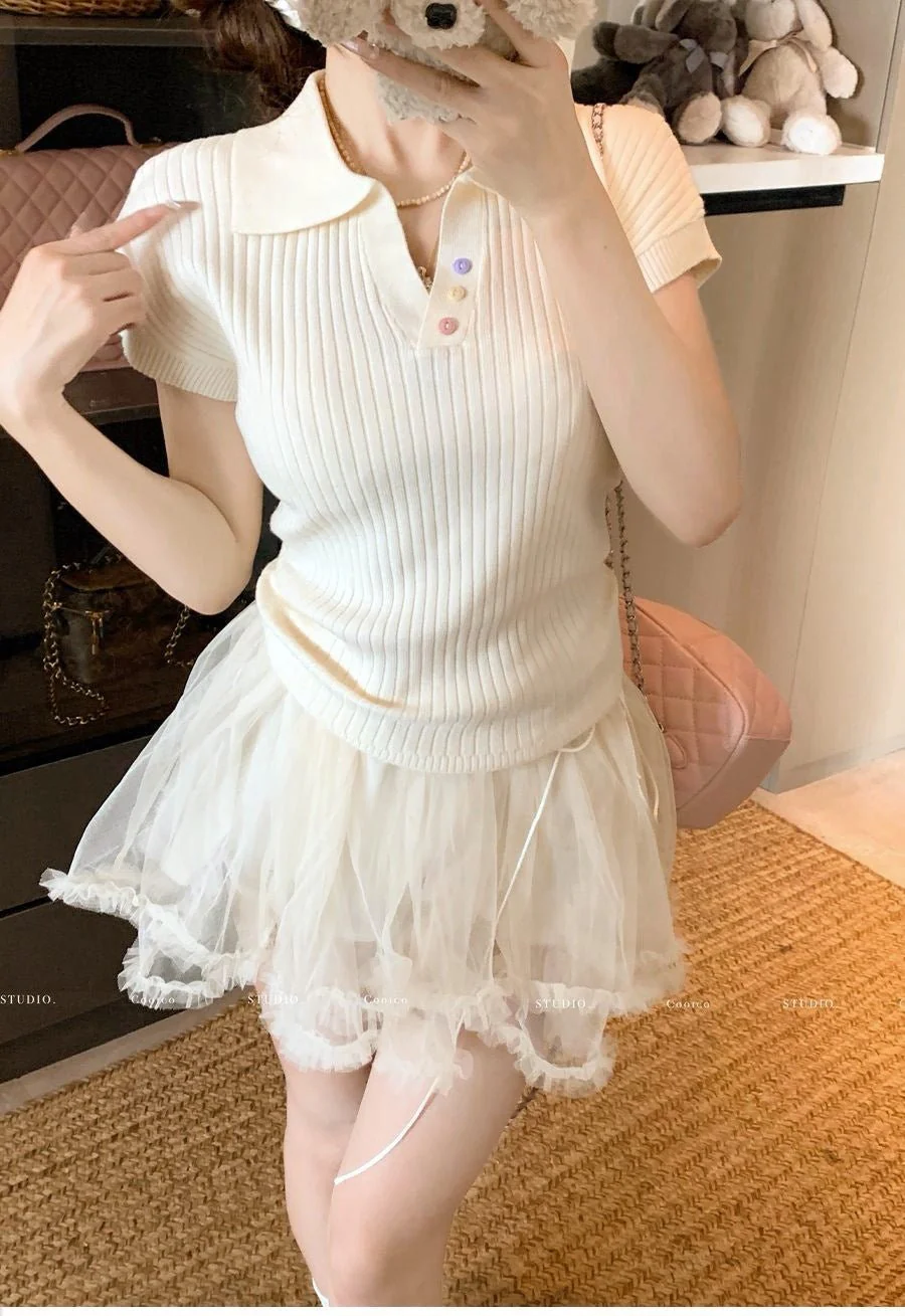 Women's Slim Fit Knitted Polo T-Shirt – Fresh & Sweet Summer Style - Image 8
