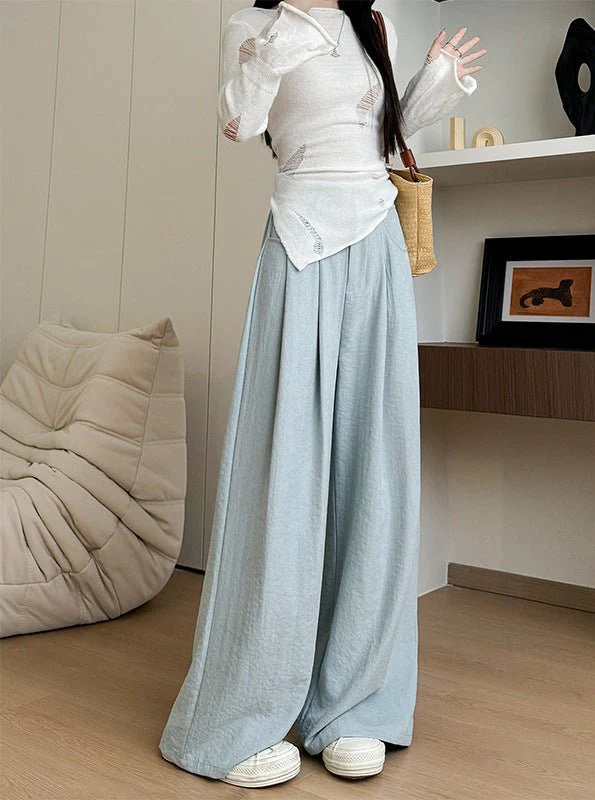 Women's slim high waist loose lazy wide leg suit pants - Image 6