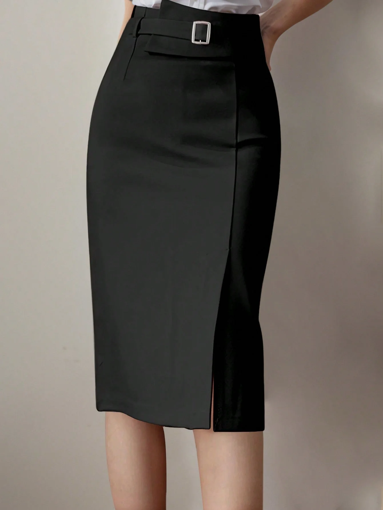 Women's Solid Color Belted Maxi Elegant Skirt - Image 8