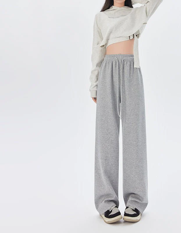 Women's sports pants spring season new high waist loose straight pants drape mopping casual women's wide leg pants - Image 6