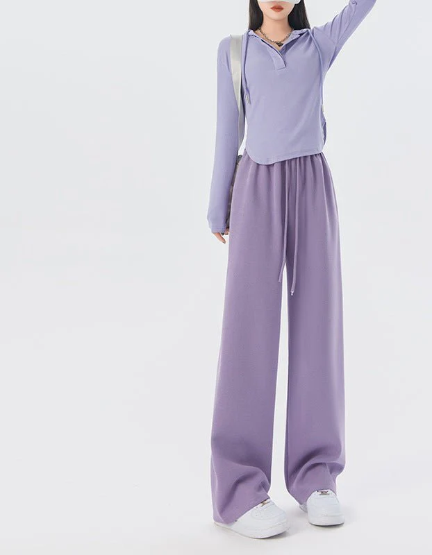 Women's sports pants spring season new high waist loose straight pants drape mopping casual women's wide leg pants - Image 8