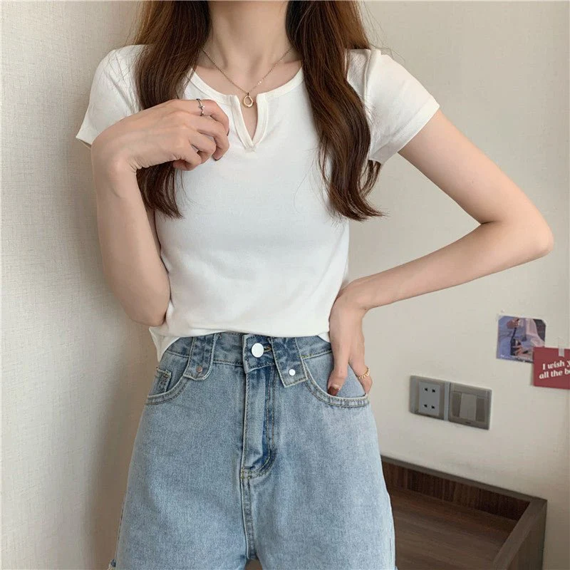 Women's summer design pink slim navel-baring hot girl women's T-shirt short sleeve 2025 summer FD - Image 3