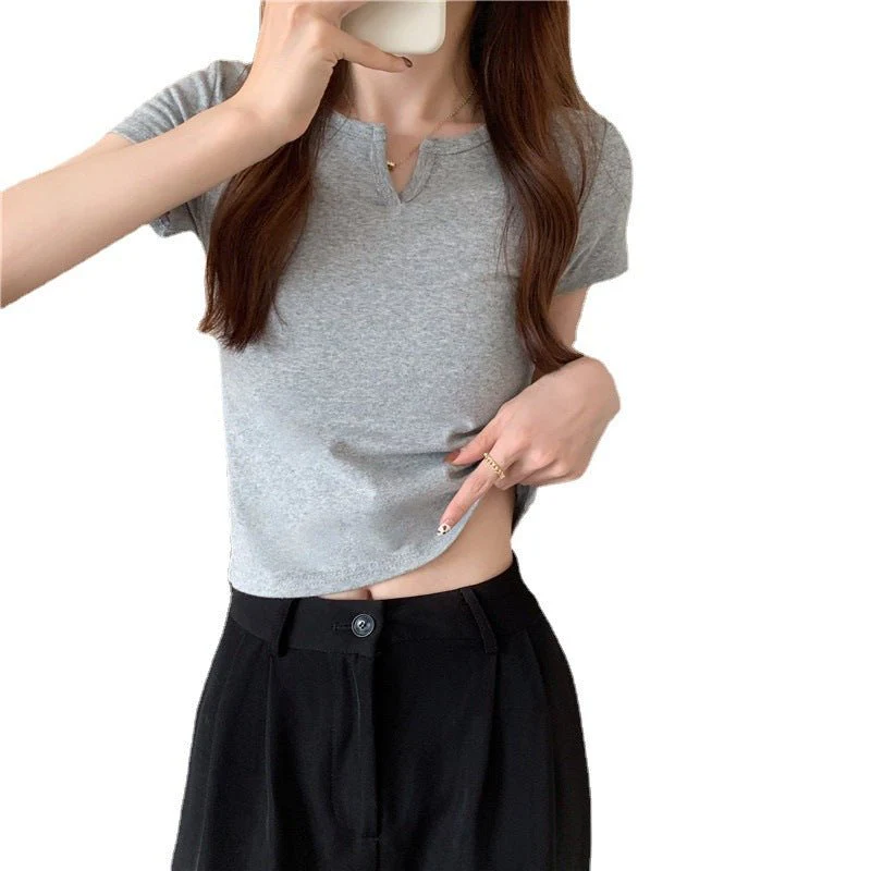 Women's summer design pink slim navel-baring hot girl women's T-shirt short sleeve 2025 summer FD - Image 7