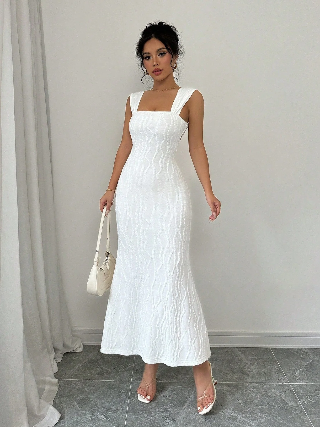Women's Summer Solid Color Fishtail Hem Spaghetti Strap Bodycon Backless Dress Maxi Women Outfit - Image 5