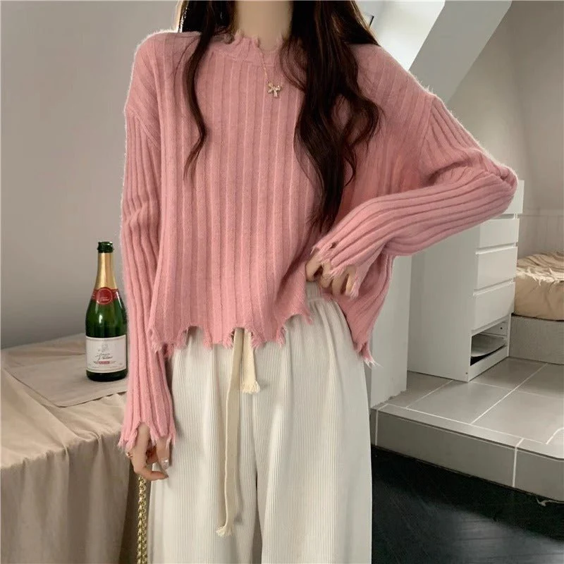 Women's Sweet Pullover Sweater – Slim Fit Lace Collar Long Sleeve - Image 11