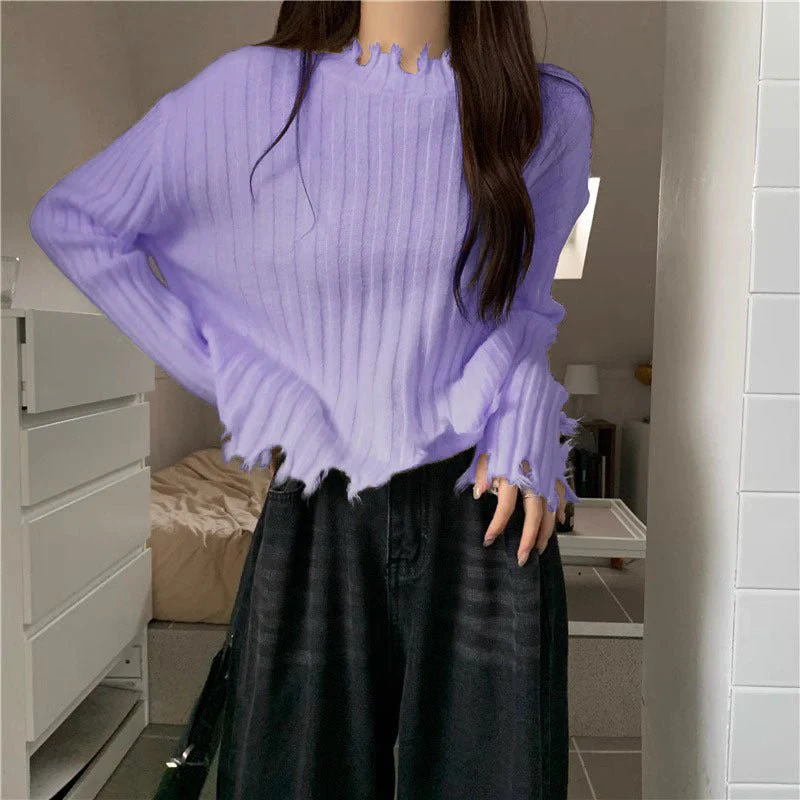 Women's Sweet Pullover Sweater – Slim Fit Lace Collar Long Sleeve - Image 12