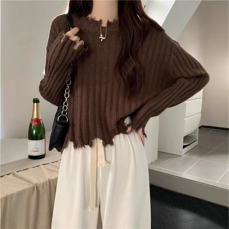 Women's Sweet Pullover Sweater – Slim Fit Lace Collar Long Sleeve - Image 3