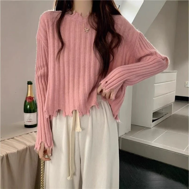 Women's Sweet Pullover Sweater – Slim Fit Lace Collar Long Sleeve - Image 4