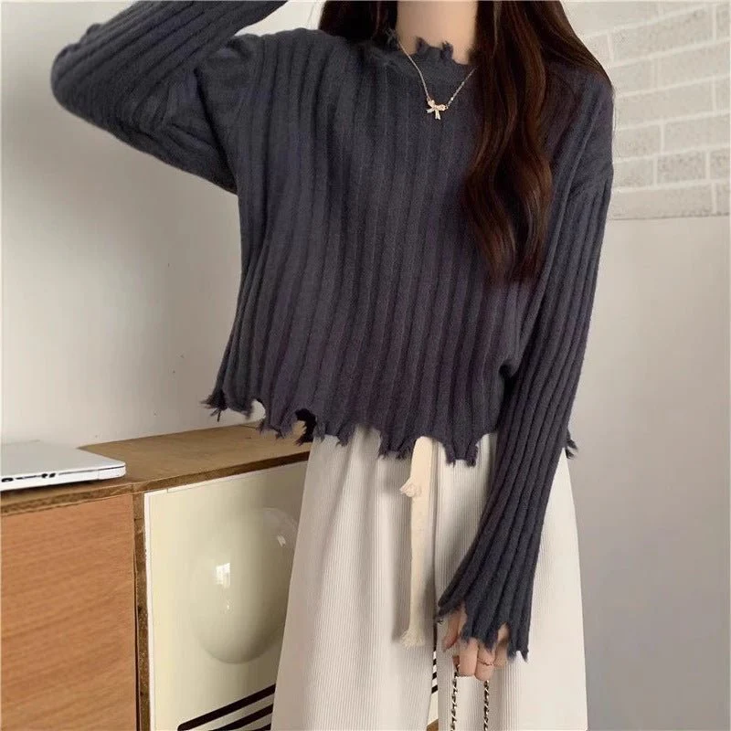 Women's Sweet Pullover Sweater – Slim Fit Lace Collar Long Sleeve - Image 5
