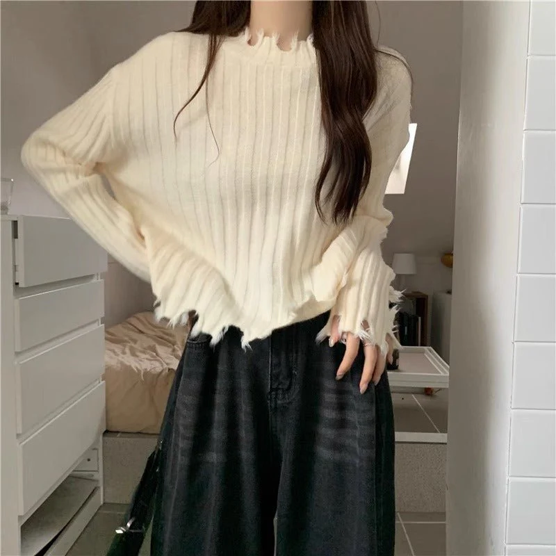 Women's Sweet Pullover Sweater – Slim Fit Lace Collar Long Sleeve - Image 6