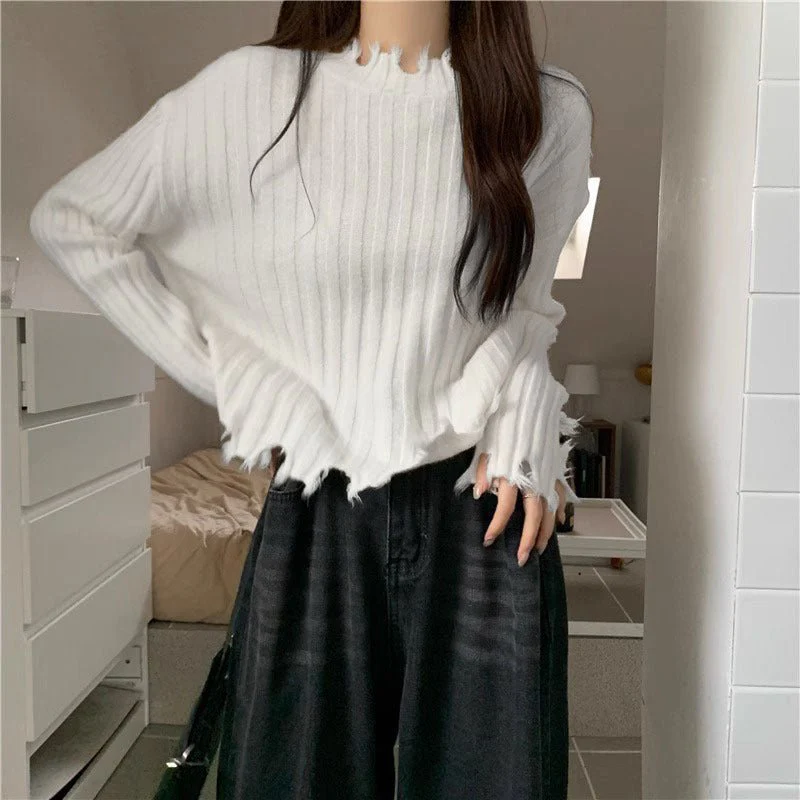 Women's Sweet Pullover Sweater – Slim Fit Lace Collar Long Sleeve - Image 8