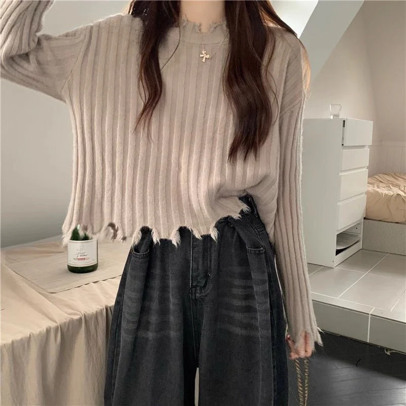 Women's Sweet Pullover Sweater – Slim Fit Lace Collar Long Sleeve - Image 9