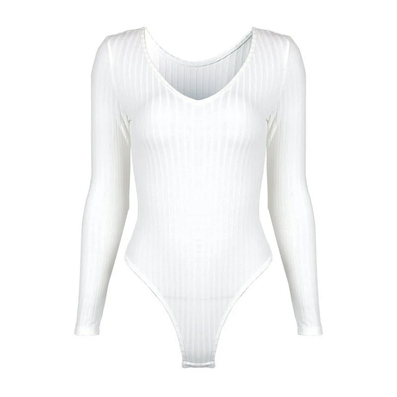 Women's sxy slim V-neck solid color long-sleeved jumpsuit - Image 11