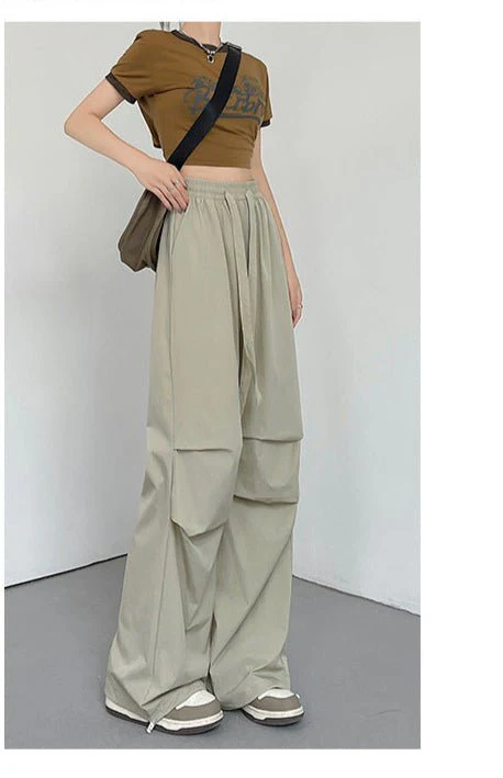 Women's Thin Casual Wide Leg High Waist Parachute Pants - Image 14
