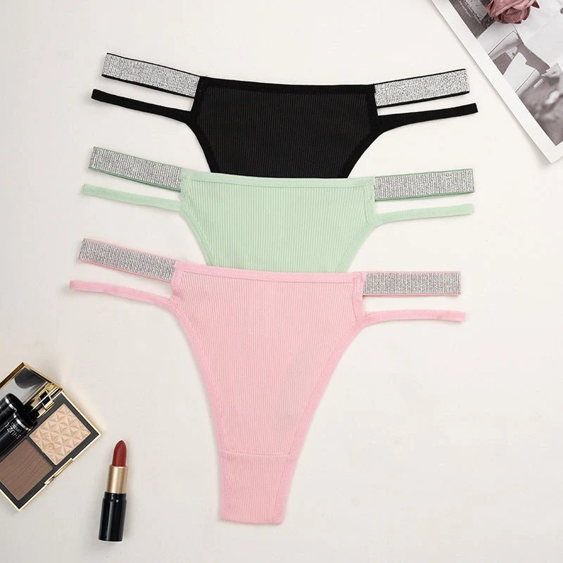 Women's underwear new sxy silver ribbon low waist thread thin underwear FD - Image 12