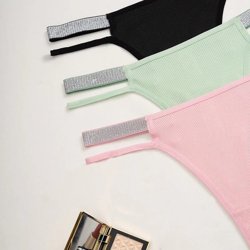 Women's underwear new sxy silver ribbon low waist thread thin underwear FD - Image 13